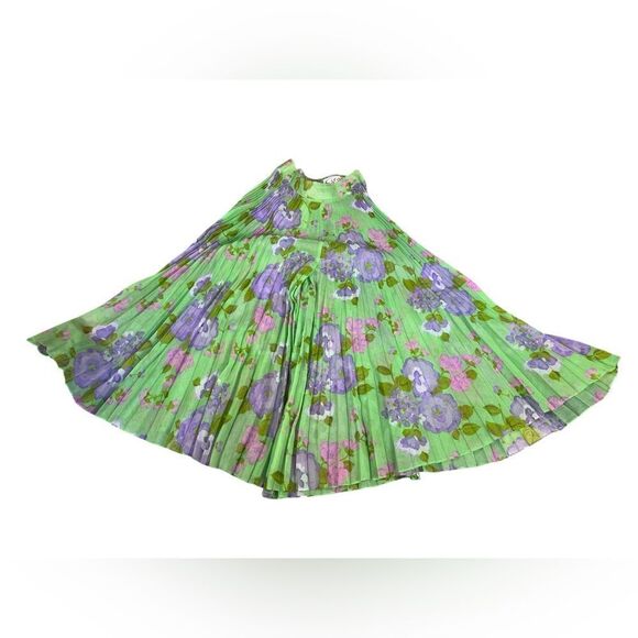 Vintage 1970s floral accordion pleated wide leg pants size 13 - Picture 5 of 10